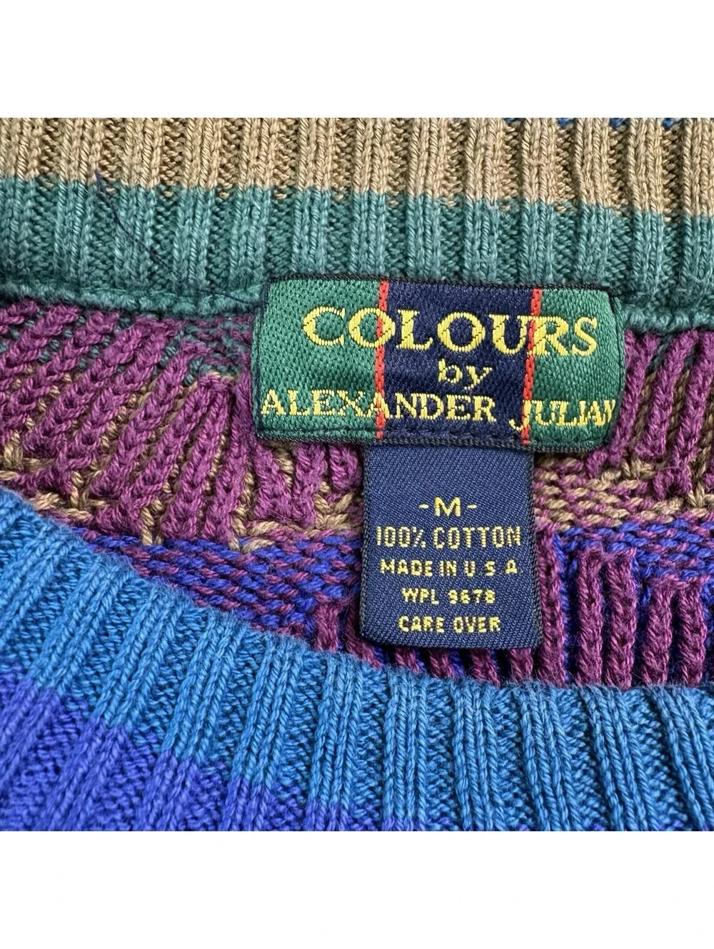 Vintage Colours Striped Patterned Sweater Size Medium Multicolor USA Made